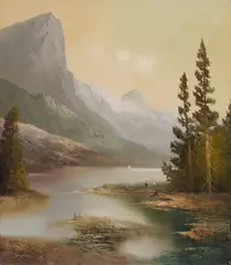 Lake by Karl Schmidbauer, oil on canvas (unstretched), sold Sep 2020