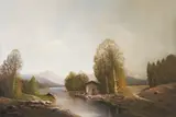 Lake by Karl Schmidbauer, oil on canvas (unstretched), sold Sep 2020