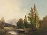 Lake by Karl Schmidbauer, oil on canvas (unstretched), sold Sep 2020
