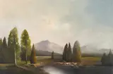 Fog on Lake by Karl Schmidbauer, oil on canvas (unstretched), sold Sep 2020