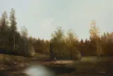 River by Karl Schmidbauer, oil on canvas (unstretched), sold Sep 2020
