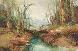 Forest by Willi Bauer, oil on canvas (unstretched), sold Sep 2020