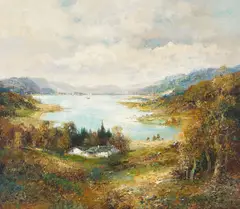 Valley Lake by Willi Bauer, oil on canvas (unstretched), sold Sep 2020