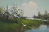 Blossom Trees by J.L. van der Meide, oil on canvas (unstretched), sold Sep 2020