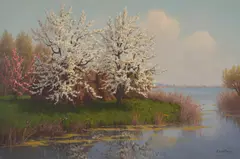 Blossom Tree by J.L. van der Meide, oil on canvas (unstretched), sold Sep 2020