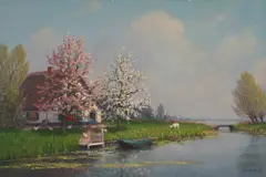 Blossom Trees by J.L. van der Meide, oil on canvas (unstretched), sold Sep 2020