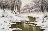 Snow Stream Sunlight by Josef Dande, oil on canvas (unstretched), sold Sep 2020