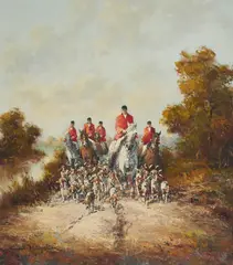 Hunt by Kurt Heyden, oil on canvas (unstretched), sold Sep 2020