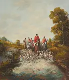Hunt by Kurt Heyden, oil on canvas (unstretched), sold Sep 2020