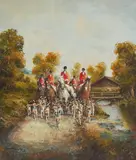 Hunt by Kurt Heyden, oil on canvas (unstretched), sold Sep 2020