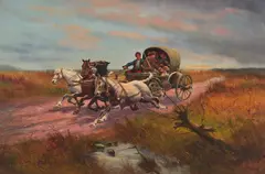 Wild West Ride by Willi Franken, oil on canvas (unstretched), sold Sep 2020