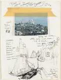 The Up And Down Side Of Montmartre by Brett Whiteley, 1989, pen and sepia ink, tape and photo-collage on paper, sold Jul 2024