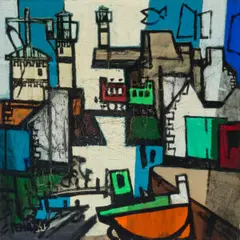 L’Écluse by Claude Venard, c.1989, oil on canvas, sold Jul 2024