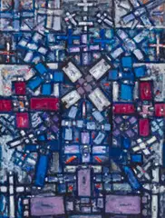 Resurrection by Roger Kemp, c.1965, oil and synthetic polymer paint on board, sold Sep 2024