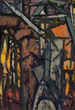 The Barrier by Roger Kemp, 1962, enamel on board, sold Sep 2024