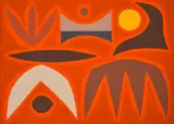 Red Landscape by John Coburn, 1971, oil on linen, sold Sep 2024