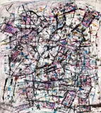 Untitled by Roger Kemp, 1984, synthetic polymer paint on paper on canvas, offered May 2025