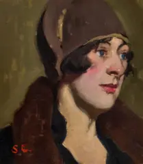 Portrait Of A Lady In A Hat by Sybil Craig, c.1925, oil on canvas on board, sold Jun 2025