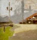 Street Scene by Clarice Beckett, oil on compressed card, sold Jun 2025