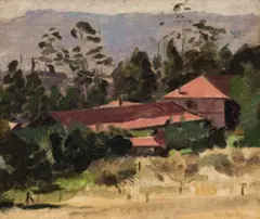 The Georgian Guest House, Olinda by Max Meldrum, 1933, oil on board, sold Jun 2025