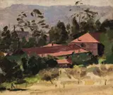 The Georgian Guest House, Olinda by Max Meldrum, 1933, oil on board, sold Jun 2025