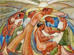 Claude Flight’S Painting Lesson by Doris Hope Weston, c.1928, oil on canvas, sold Jun 2025