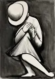 Schoolgirl by Charles Blackman, charcoal on paper, offered Jun 2025