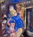 Blonde In Blue Dress by Danila Vassilieff, watercolour and gouache on paper, sold Jun 2025