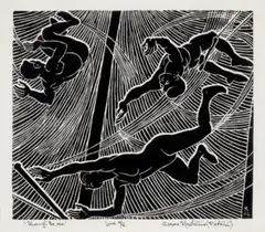 Through The Air by Weaver Hawkins, 1965, linocut, sold Jun 2025
