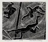 Through The Air by Weaver Hawkins, 1965, linocut, sold Jun 2025