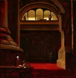 The Philosophy Department by Rick Amor, 1997, oil on linen, sold Oct 2024