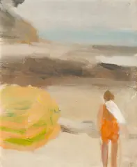 (Figure on beach) by Clarice Beckett, oil on pulpboard, sold Oct 2025