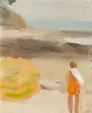 (Figure on beach) by Clarice Beckett, oil on pulpboard, sold Oct 2025