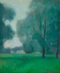 The park by C. Asquith Baker, oil on canvas, sold Oct 2025