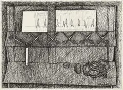 Study for mirror and scissors by John Brack, 1966, pen and ink on paper, sold Oct 2025