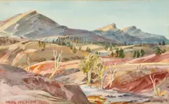 Lubra Springs, Oraparinnia by Hans Heysen, 1950, watercolour on paper, sold Oct 2025