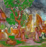 Temple entrance Bali by Arie Smit, 1979, oil on canvas, sold Oct 2025