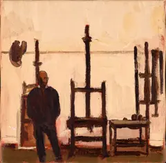 Study for The painter by Rick Amor, 1999, oil on linen, sold Sep 2025