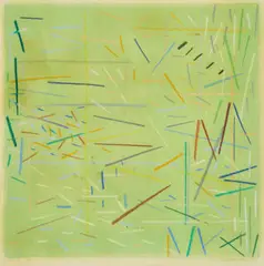 Abstract by Lesley Dumbrell, 1979, pastel on paper, sold Sep 2025