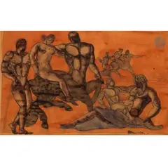 Scène mythologique by Jean Mayodon, Encre, aquarelle sur trait de crayon, sold Oct 2025