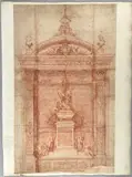 Projet pour un monument funéraire d'Élisabeth-Charlotte d'Orléans (1676-1744) pour l'église hôpital Saint Charles à Commercy en février 1745 by Jean Girardet, Sanguine et estompe (Importantes déchirures et manques restaurés sur les bords, pliures et, sold Oct 2024