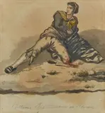 Costume Trasteverino in Roma by Bartolomeo Pinelli, Aquarelle sur papier, sold Oct 2024