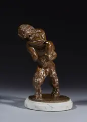 Faune et nymphe by Séraphin Soudbinine, Bronze à patine brun clair, sold Oct 2024