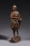 Puys ou La Pêcheuse de vignots Modèle créé en 1874 by Jean-Baptiste Carpeaux, Bronze à patine brun rouge, sold Oct 2024