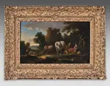 Le repos des bergers by Adriaen van de Velde, Panneau, sold Apr 2023