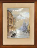 Vue du Grand Canal et de l'église de la Salute à Venise by Eugène Flandin, Crayon, aquarelle et gouache, sold Apr 2023