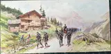 Chasseurs Alpin sur un chemin de montagne by Pierre Comba, Aquarelle sur papier marouflé sur carton, sold Nov 2023