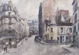 Montmartre, rue du Mont-Cenis" by Georges Rose, 1948, Aquarelle, sold Oct 2023
