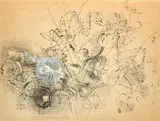 Fleurs et plantes by Raoul Dufy, Plume, encre de chine et gouache blanche, sold Oct 2023
