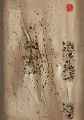 Composition by Jacques Lacomblez, Gouache sur papier, sold Oct 2023